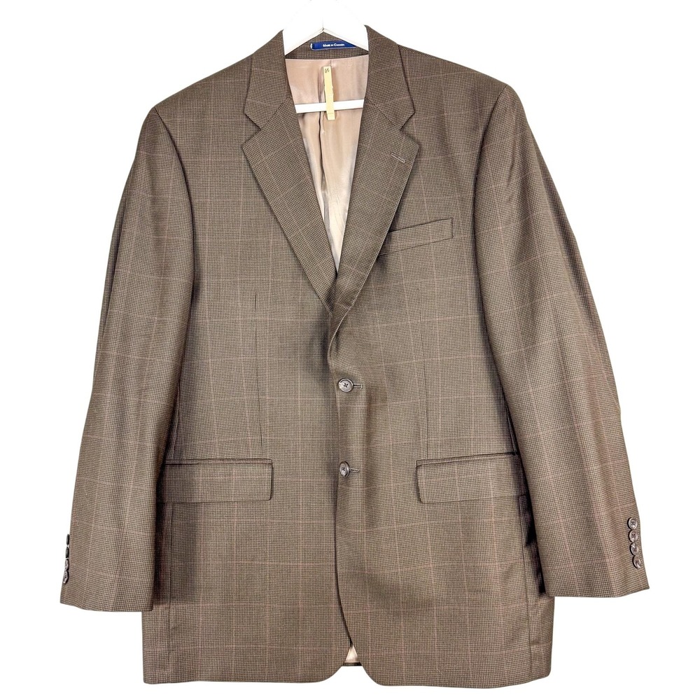 Chaps Ralph Lauren Blazer Mens‎ 42L Brown Plaid Wool Cashmere Sport Coat Jacket